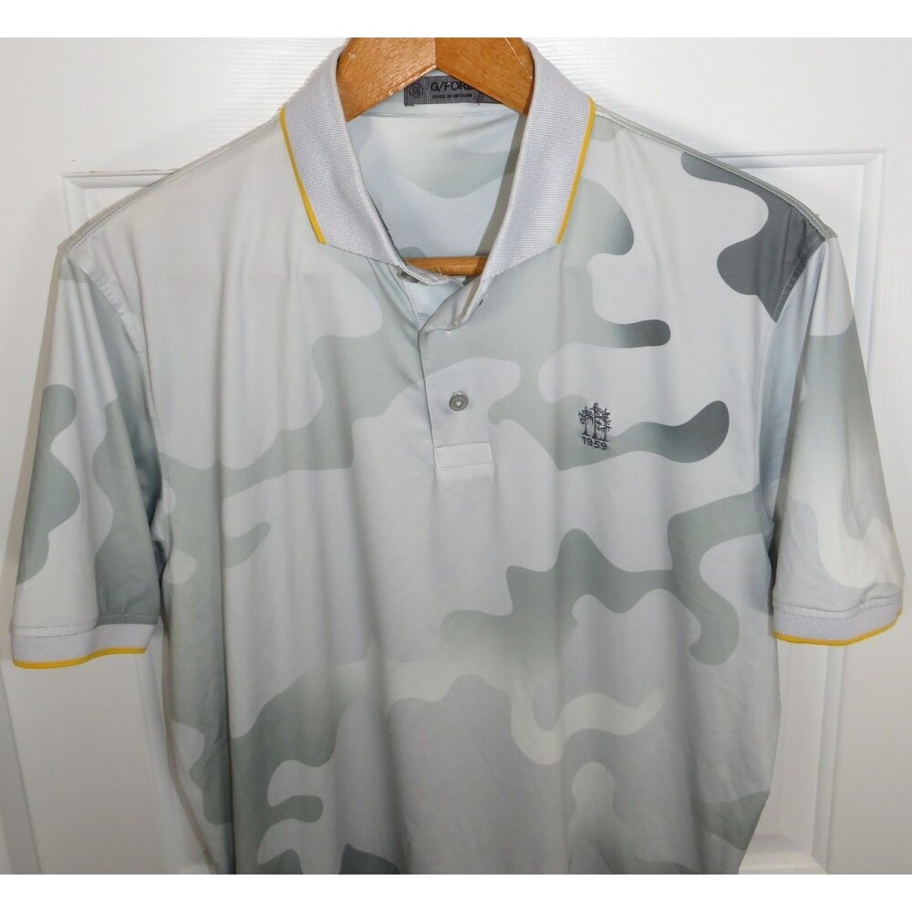 G/FORE Camo Modern Rib Collar Tech Jersey Slim Fit Polo Cypress G.C. Sz XL